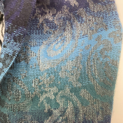 Cejon Scarf Blue Floral Paisley Winter Wrap Made in Italy