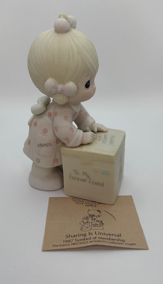 Precious Moments Vintage 1987 Sharing is Universal Porcelain Figurine Original Box