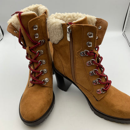 Nine West Brown High Heel Boots With Faux Fur
