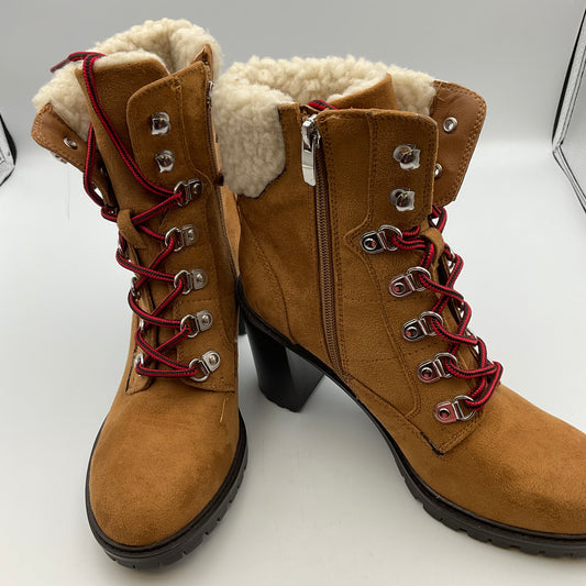 Nine West Brown High Heel Boots With Faux Fur