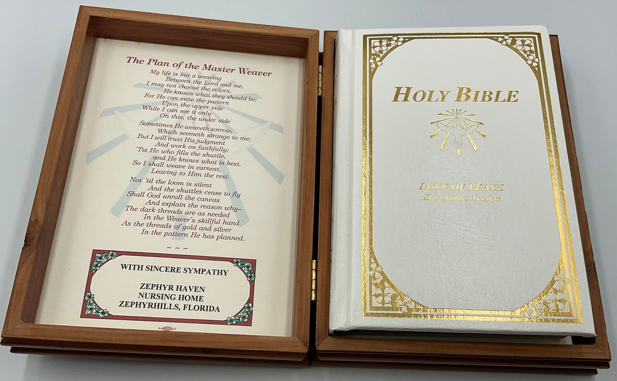 Dove of Peace KJV Holy Bible King James Version Ceder Wood Presentation Box