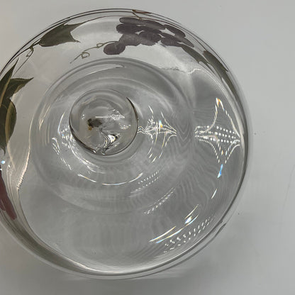 Vintage Hand Painted Glass Cheese Dome Cloche Grape Vine Fruit Design
