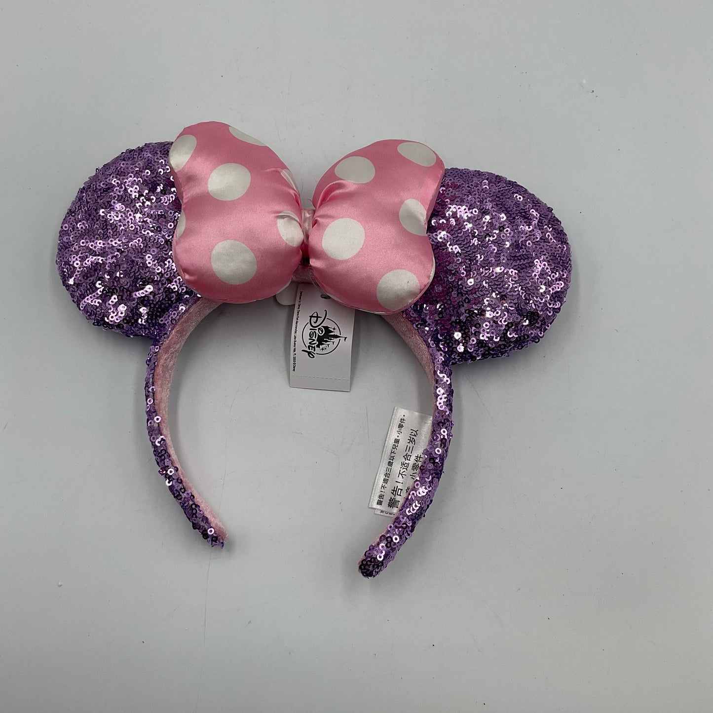 Minnie Disneyland Purple Sequin Pink Polk Dot Headband