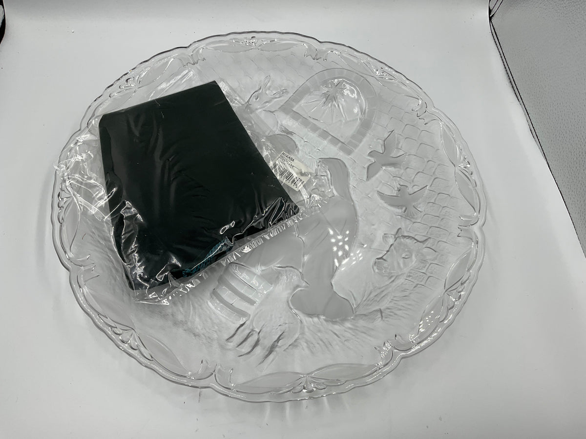 Vintage Mikasa crystal frosted glass Christmas nativity scene platter
