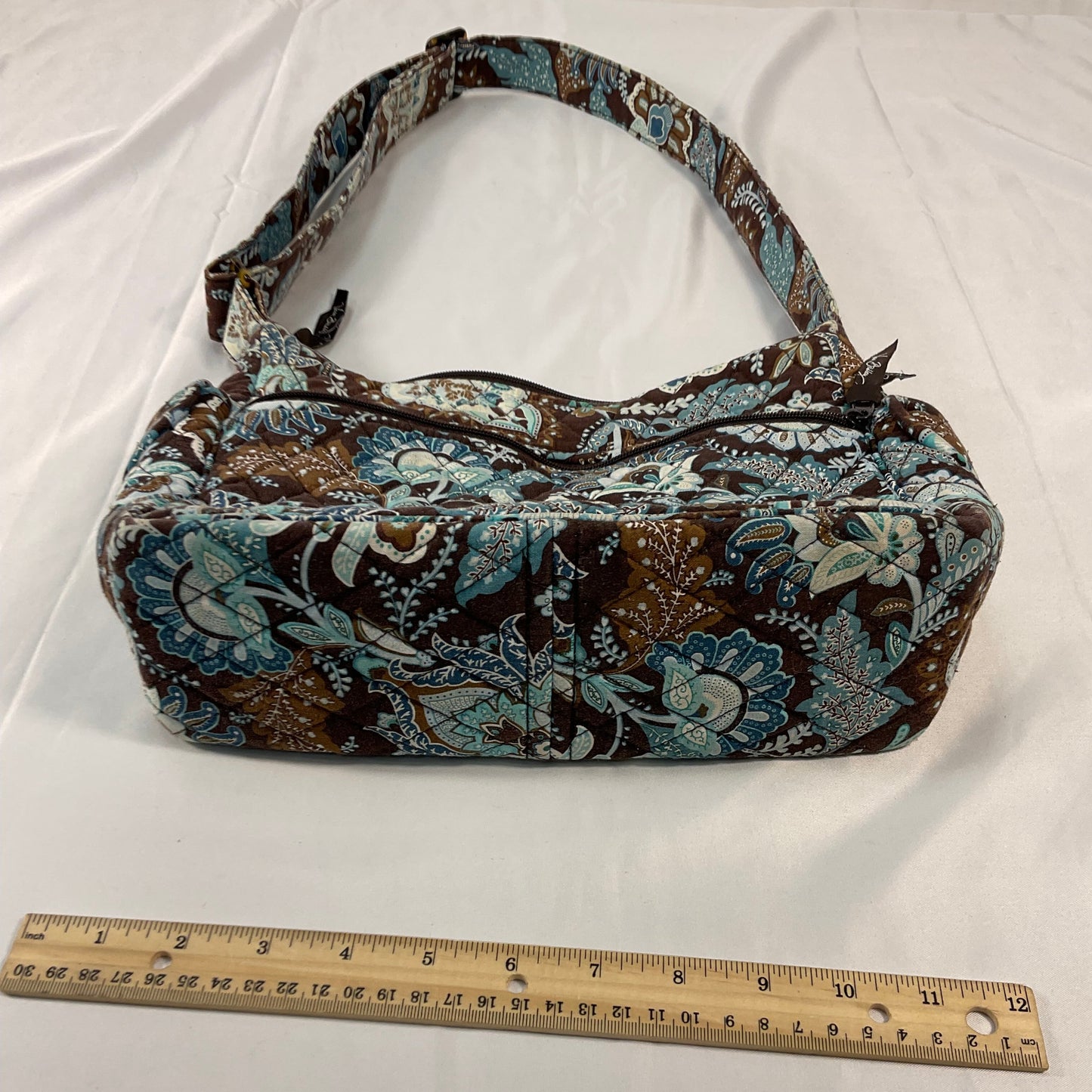 Vera Bradley Java Blue Maggie Shoulder Bag Purse Brown Paisley Vintage Retired Pattern