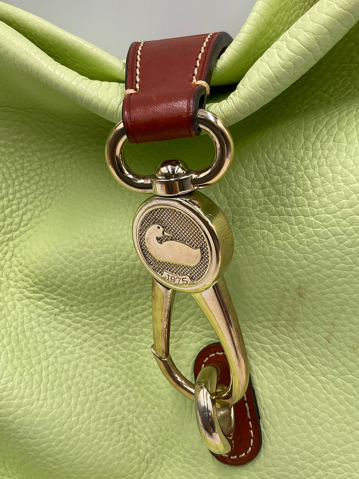 Dooney & Bourke Pebble Grain Logo Lock Shoulder Bag Lime Green with Pouch