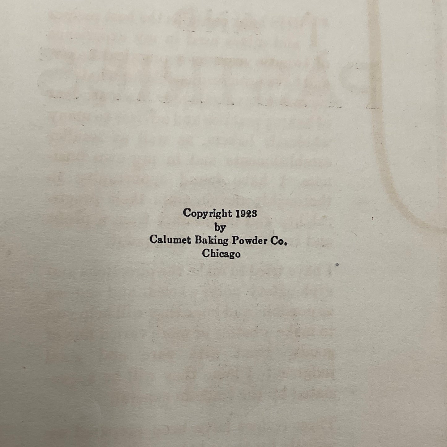 Antique Cookbook Copyright 1923 Cake and Pastries by Cleve Carney