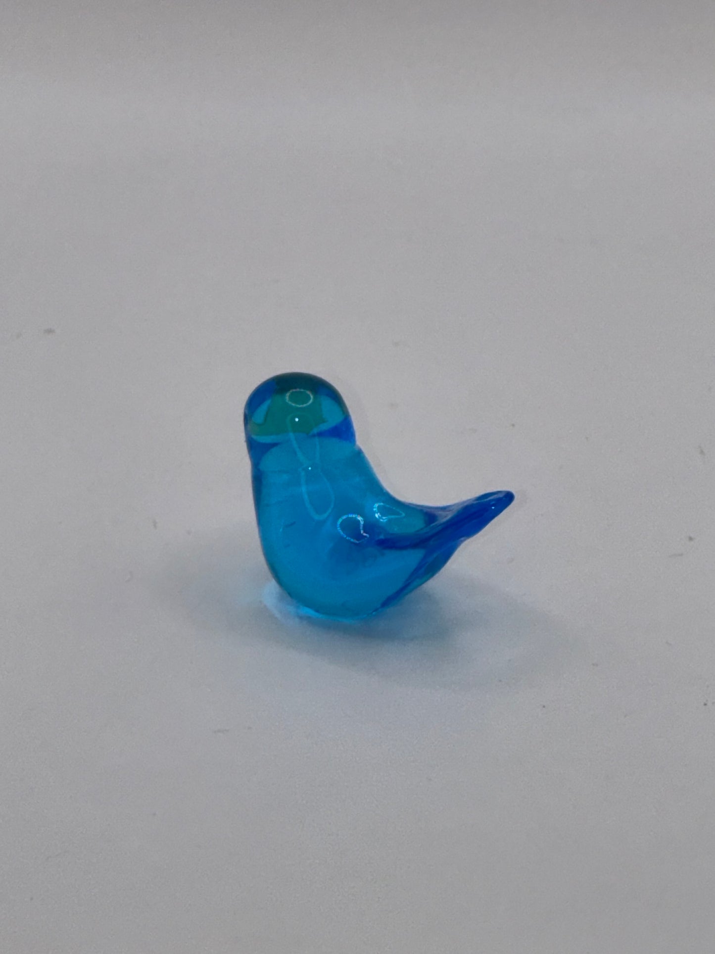 Handmade Miniature Artisan Bright Blue Mini 1 Inch Glass Bird
