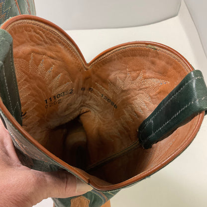 Lucchese 2000 Cowboy Western Boots Size 8D Green and Brown Leather