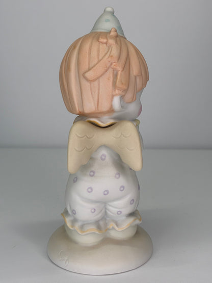 Precious Moments Vintage 1987 Happiness Divine Hand Painted Porcelain Collectible Figurine Original Box Mint