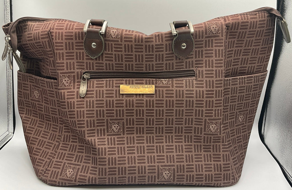 Anne Klein Iconic Lion Logo Print Tote Shoulder Travel Bag