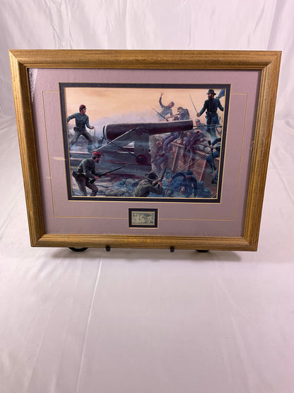 Mort Kunstler Picture Gunner and the Colonel with Confederate Veteran Stamp