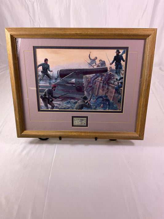 Mort Kunstler Picture Gunner and the Colonel with Confederate Veteran Stamp