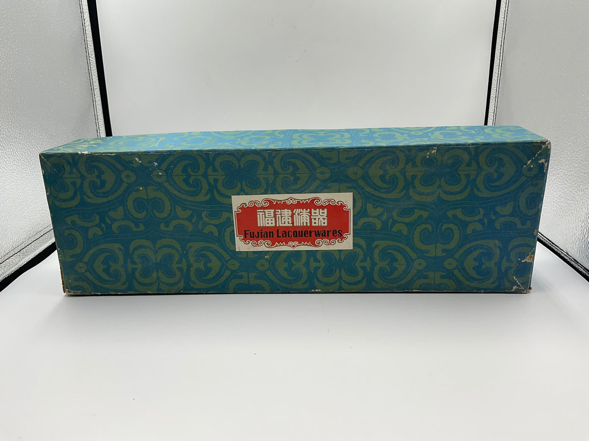 Vintage Mahjong Tile Racks Fujian Lacquer Wares Set of 4 Hand Painted
