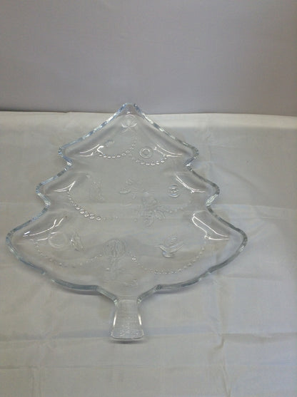 Vintage Mikasa Christmas Tree Clear Glass Crystal Platter 13" w/Box Model  WY158/501