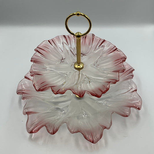 Mikasa 2-Tier Frosted Pink Tulip Serving Tray