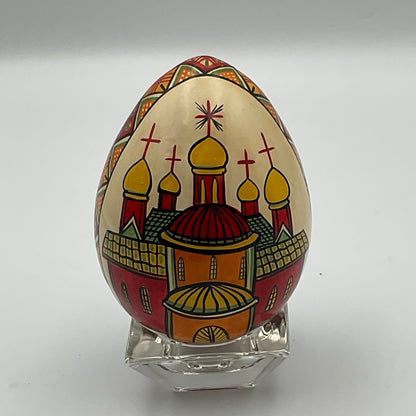 Hand Painted Vintage Russian Wooden Egg Original Artwork
