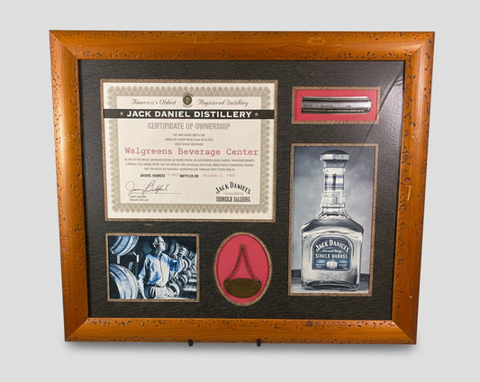 Jack Daniel Distillery Framed Commemorative Certificate of Partnership Walgreens Vintage 2005