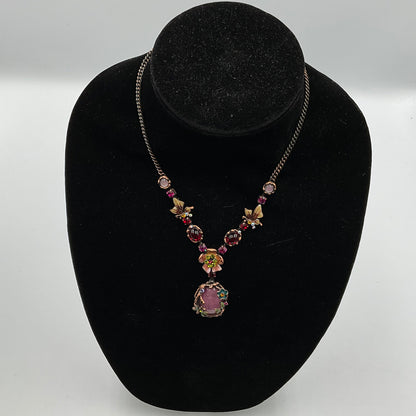 Pink Stone Charm Designs Chain Necklace