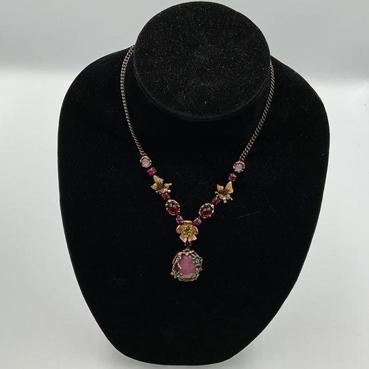 Pink Stone Charm Designs Chain Necklace