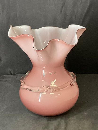 Fenton Pink Glass Bulbous Flower Vase