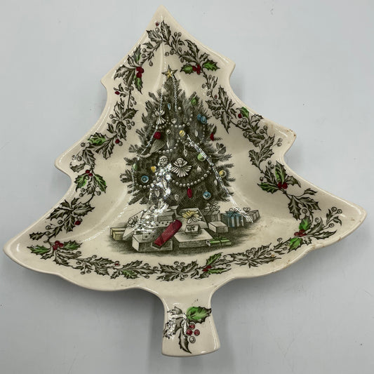 Vintage Johnson Bros. Christmas Tree-shaped Holiday Dish
