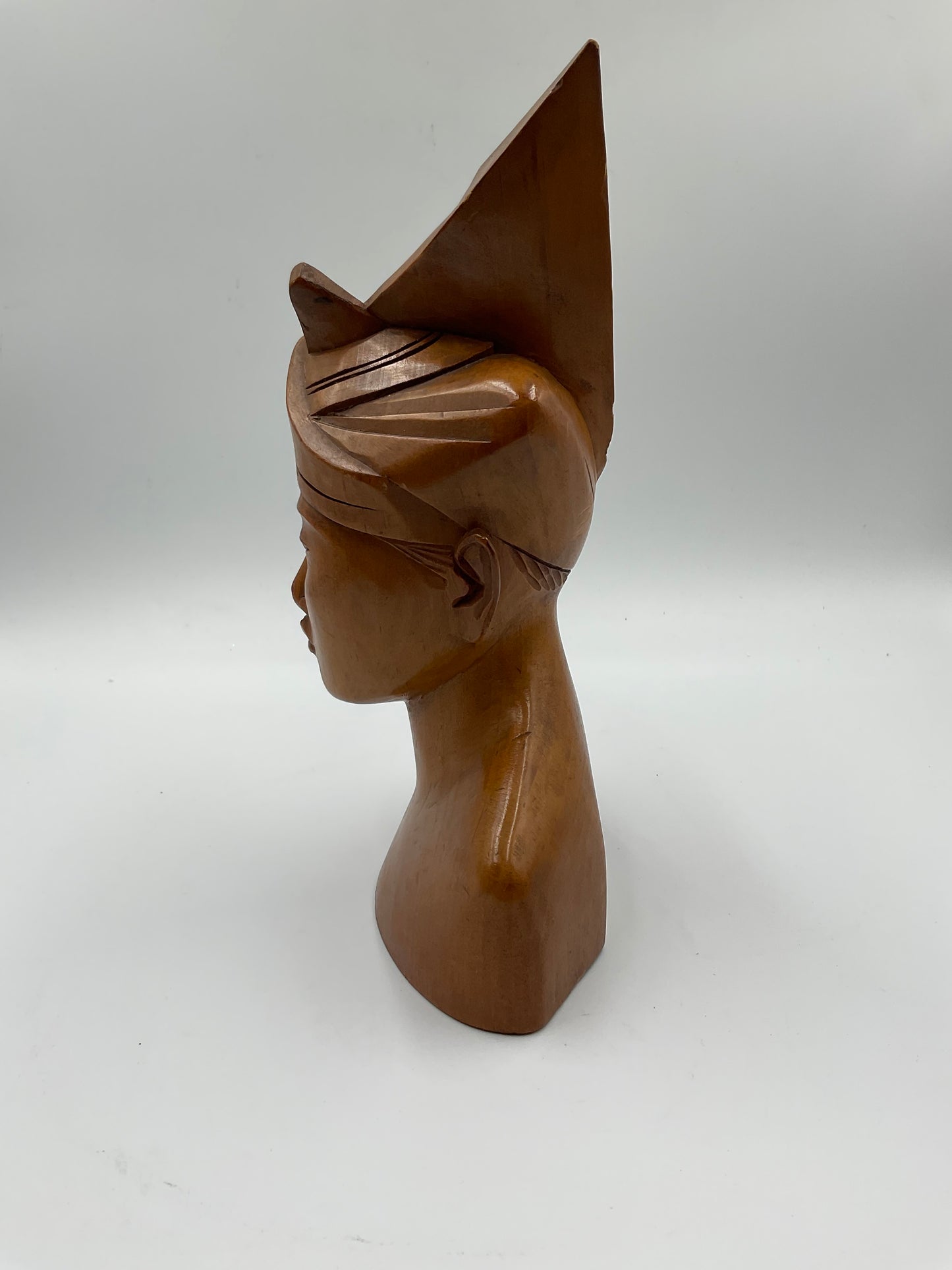 Vintage Balinese Hand-carved Wood Bust Sculpture