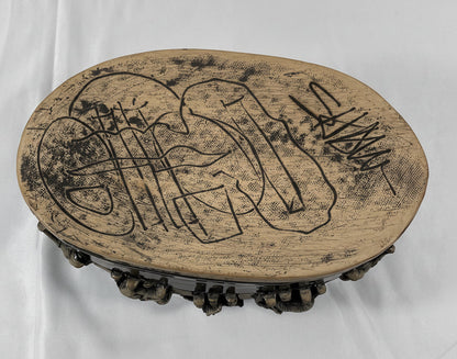 Leland G Shaw Studio Artist Signed High Relief Terra Cota Art Hand-Sculpted Elephants Warriors Planter Pot