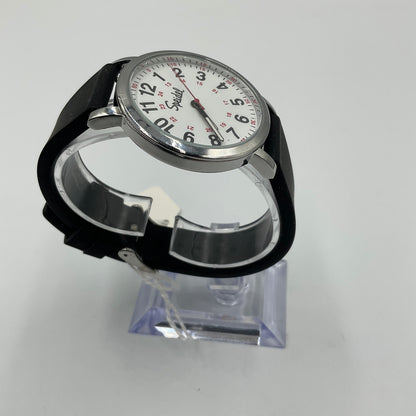 Speidel Men's Black Rubber Band White Face Easy Reader Watch