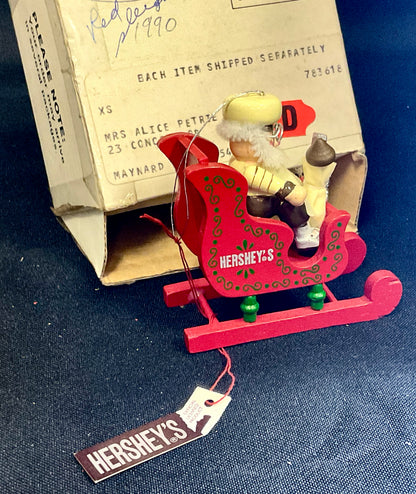 Hershey's Chocolate Christmas Tree Ornament 1990 Baker Elf Red Sled Kurt&nbsp;