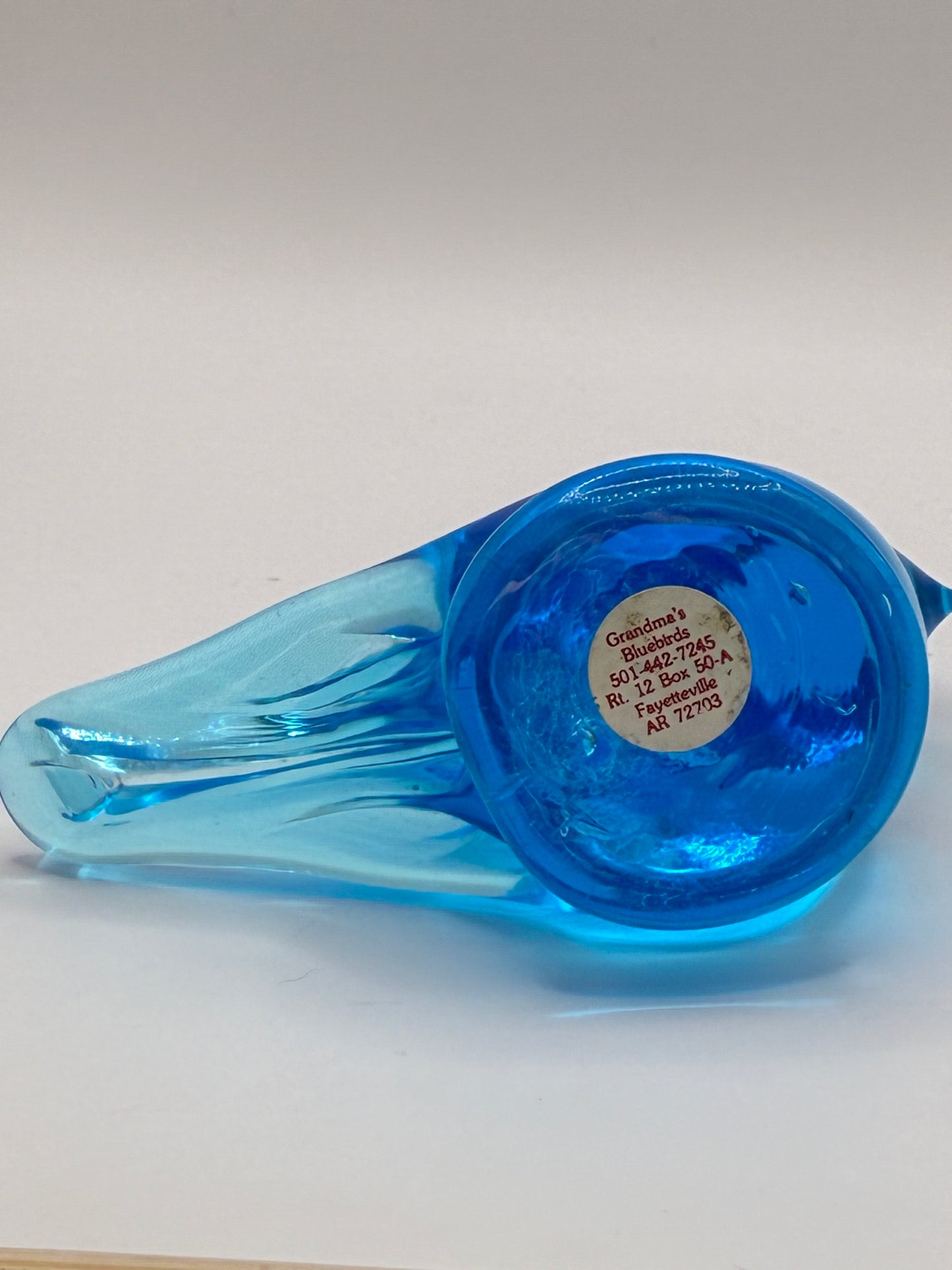 Handmade Artisan Glass "Grandma's Bluebirds" Blue Bird Figurine