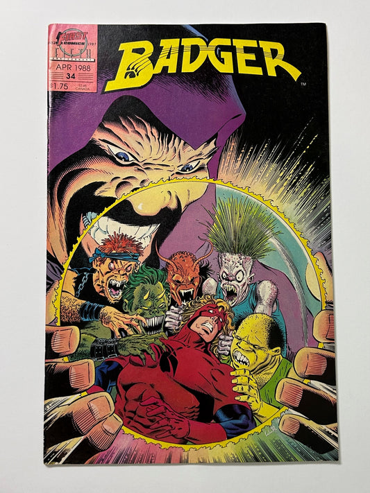 The Badger #34 Vintage April 1988 First Comics Fifth Anniversary Comic Book