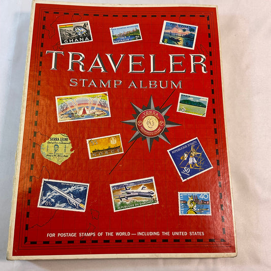 Traveler Stamp Album for International Postage Stamp Collectors Partially Full Incomplete
