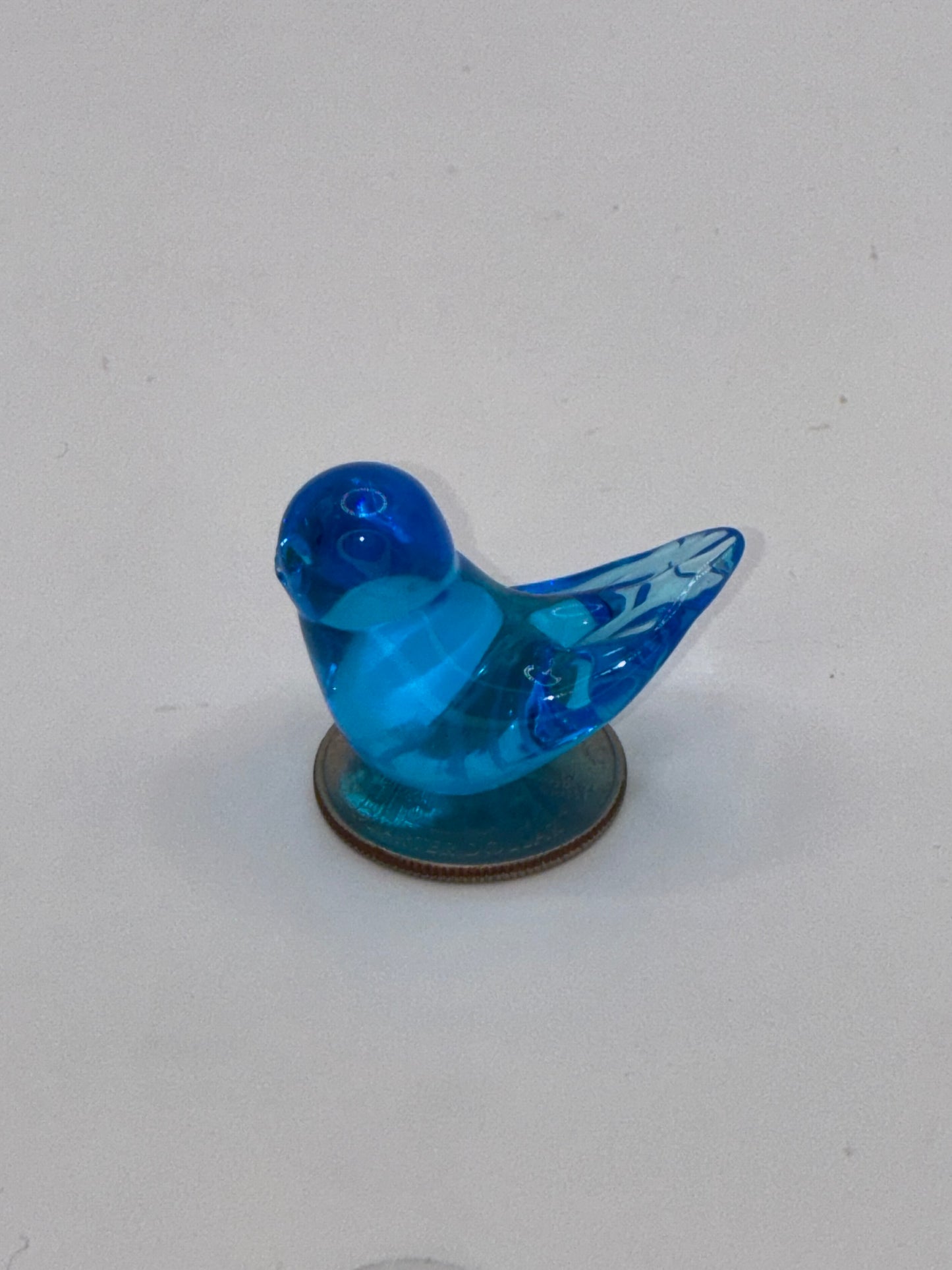 Handmade Miniature Artisan Bright Blue Mini 1 Inch Glass Bird