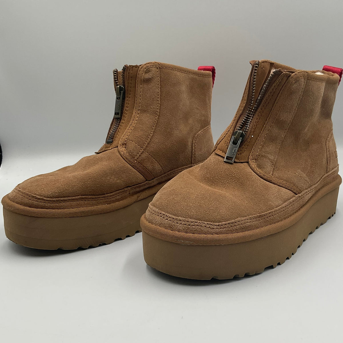 UGG Women's (size 6) Neumel Platform Zip Chestnut Suede Boots