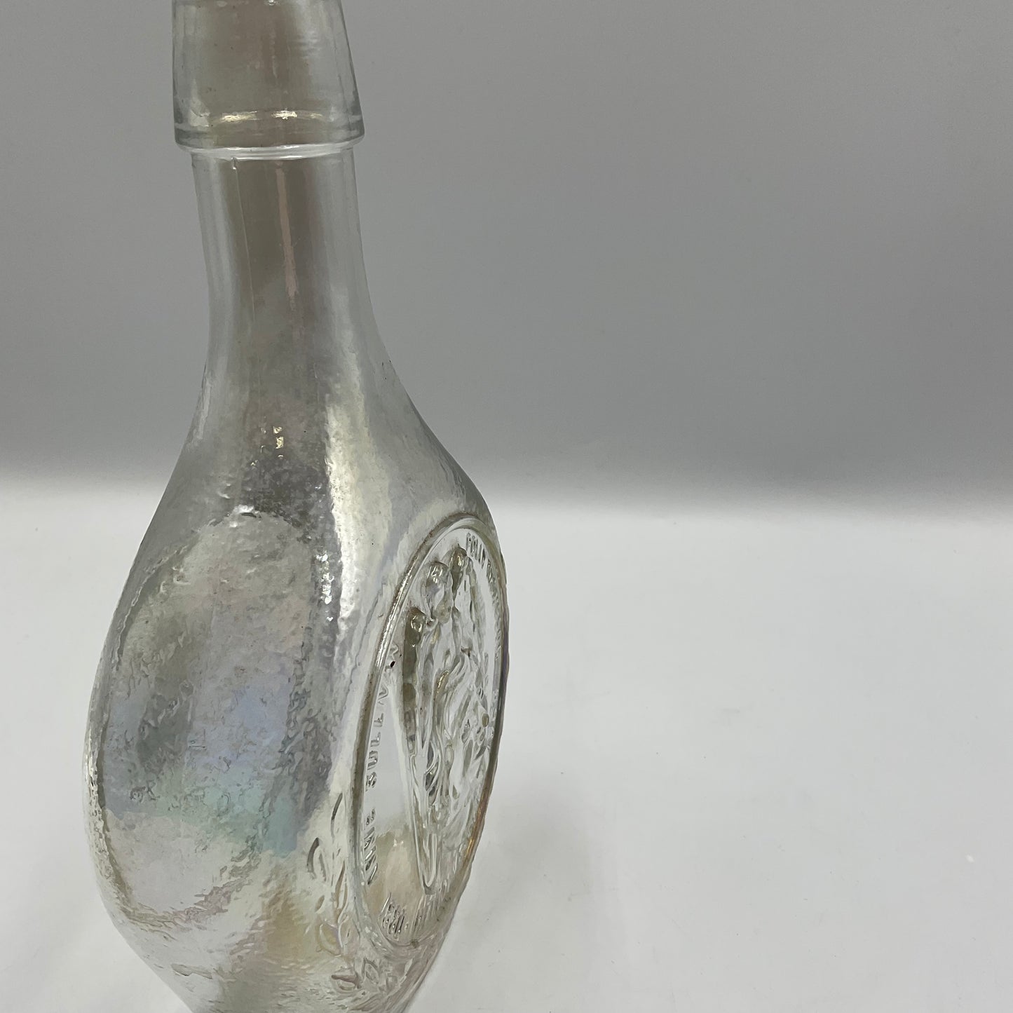 Vintage Wheaton Helen Keller Iridescent Carnival Glass Bottle