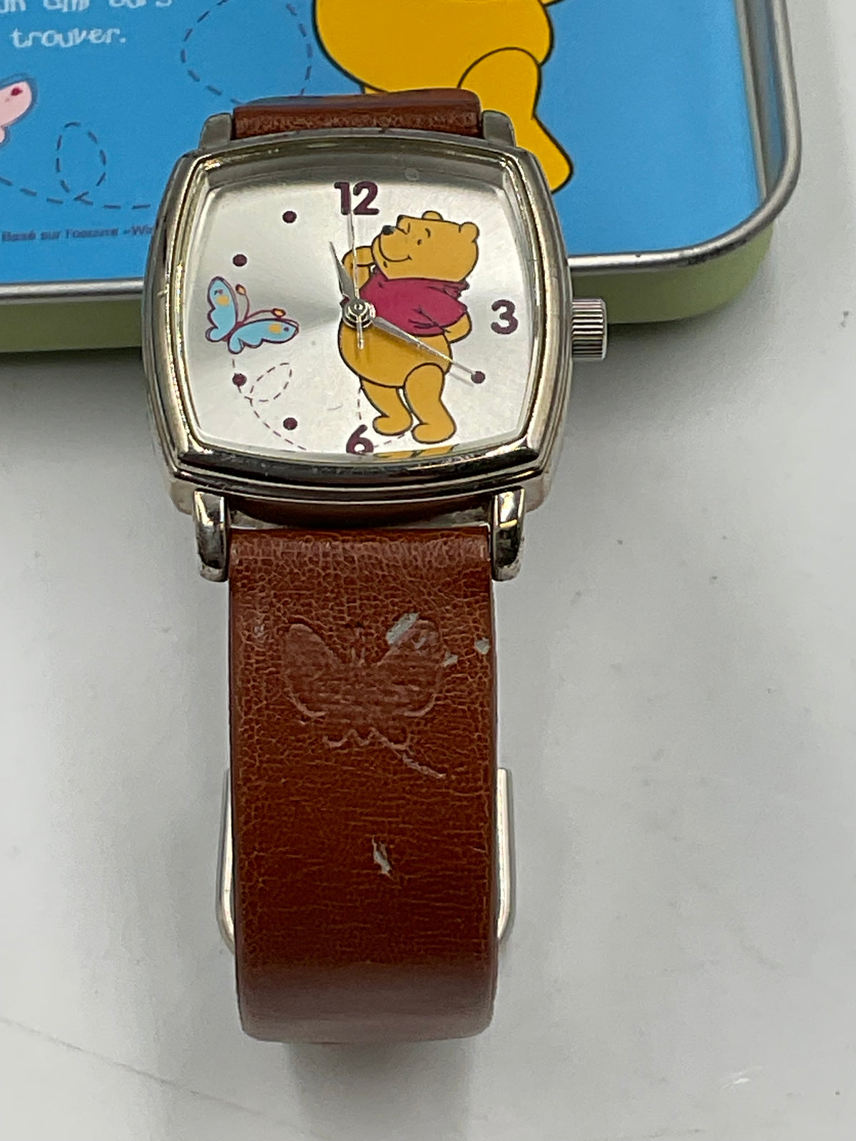 Disney Winnie the Pooh Special Edition Watch w/ Tin Brown Leather Band