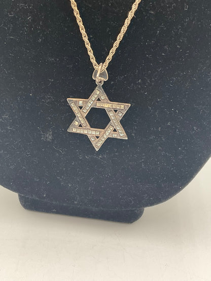 Sterling Silver Marcasite Star of David pendant necklace