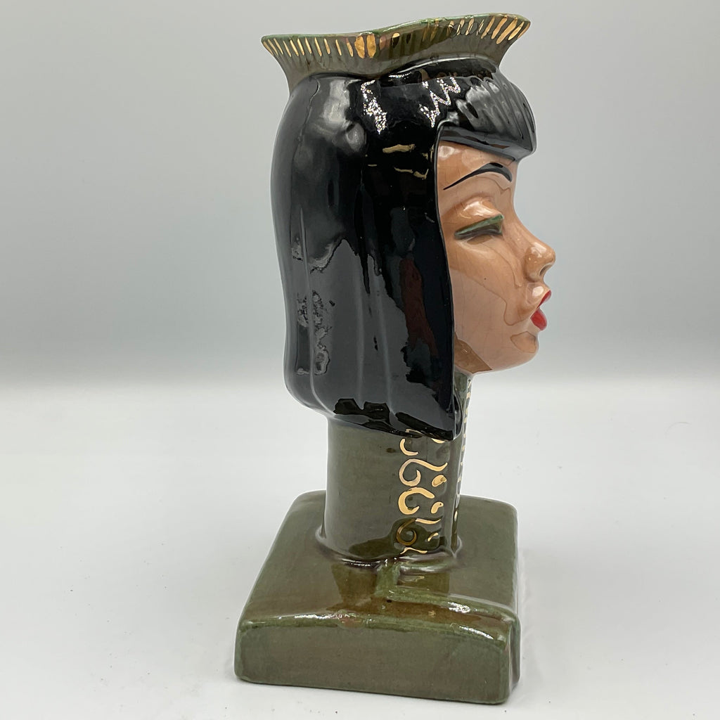 Vintage Dorothy Kindell Egyptian Revival Head Vase Ceramic Bust
