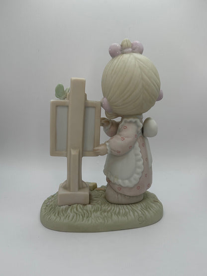 Precious Moments Loving You Dear Valentine Vintage 1986 Hand Painted Porcelain Figurine New Original Box Mint