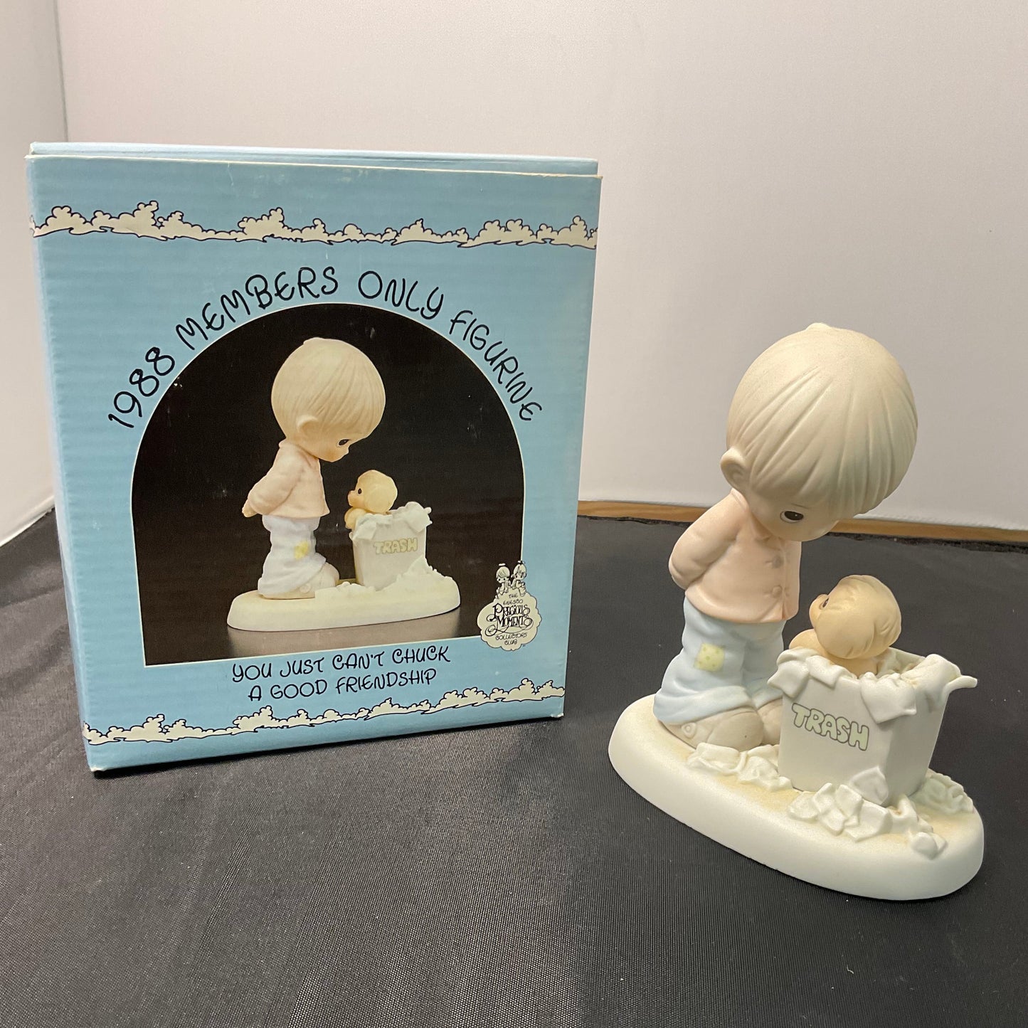 Precious Moments PM-882 "You Just Can't Chuck A Good Friendship" Figurine W/ Box
