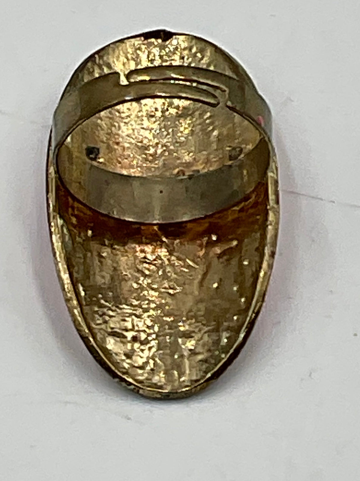 Vintage Gold Tone Adjustable Ring Large Oval Red Stone Statement Jewelry