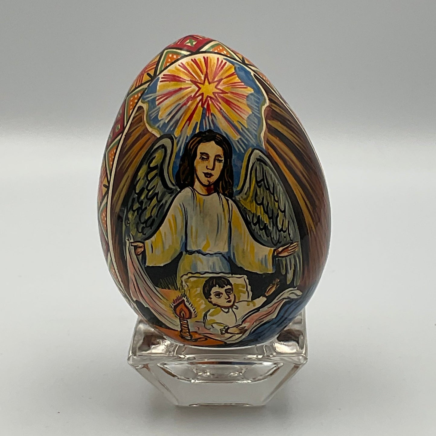 Hand Painted Vintage Russian Wooden Egg Original Artwork