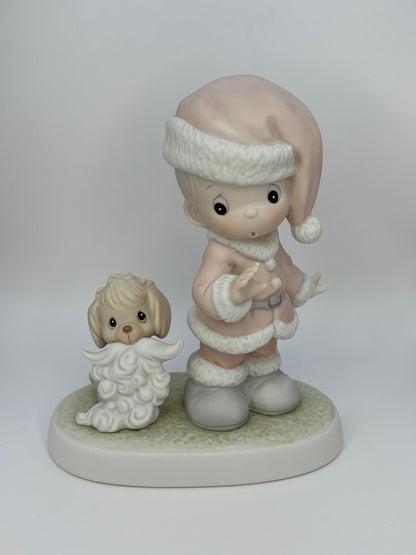 Precious Moments Vintage 1992 Wishing You a Ho Ho Ho Hand Painted Porcelain Collectible Figurine Original Box Mint