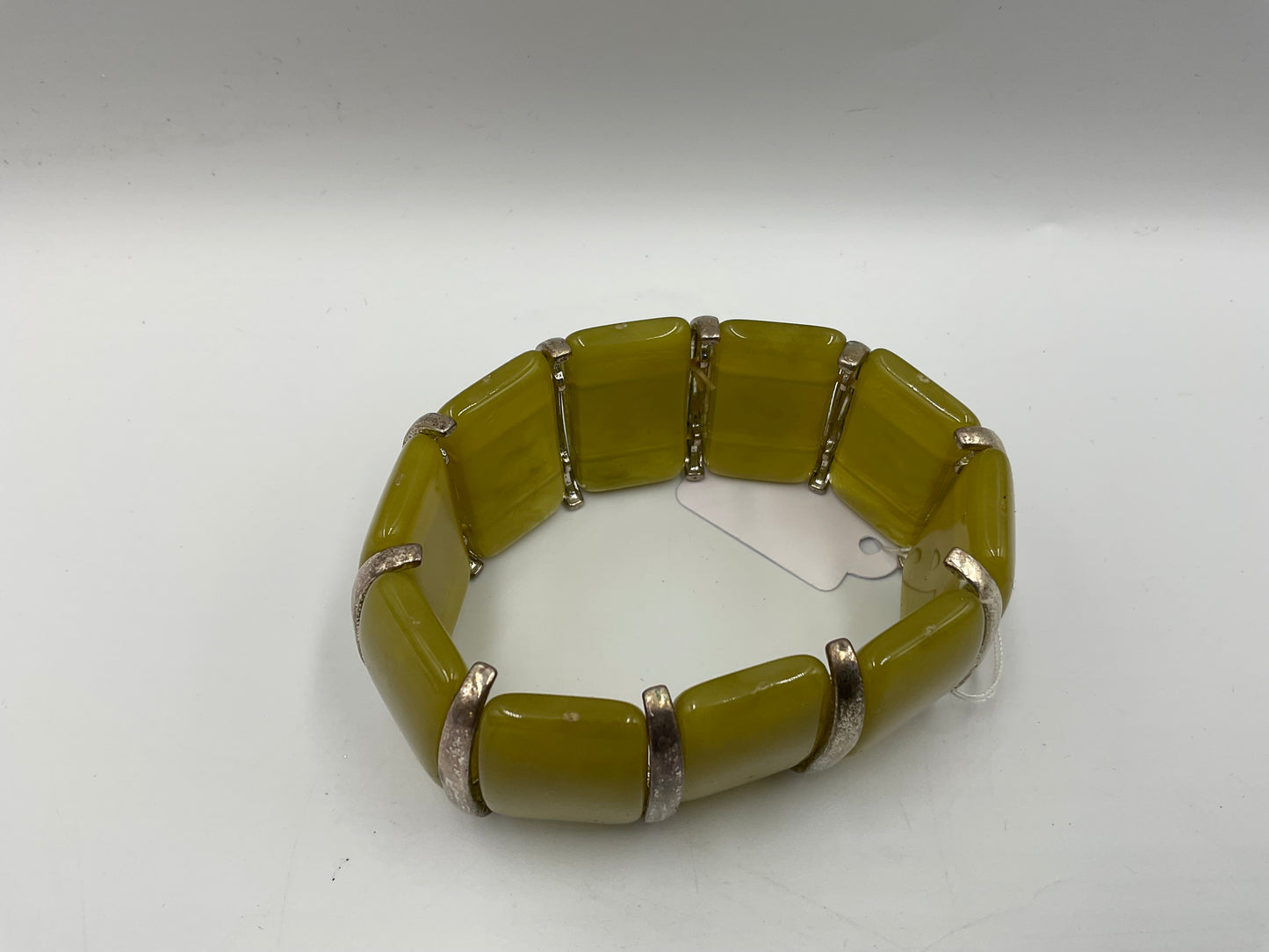 Vintage Style Stretch Bangle with Large Lime Green Stones