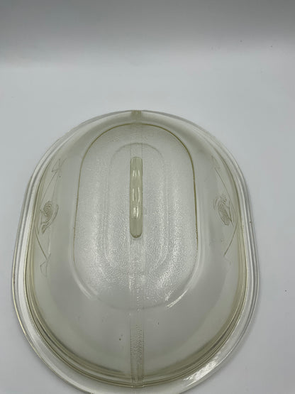 Vintage Guardian Service Hammered Oval Roaster Pan Glass Dome Lid