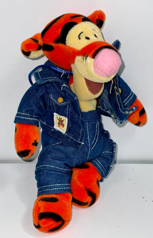 Denim Outfit Tigger Vintage Winnie the Pooh Bear & Friends Mini Beanbag Beanie Plush Disney Store Collectible