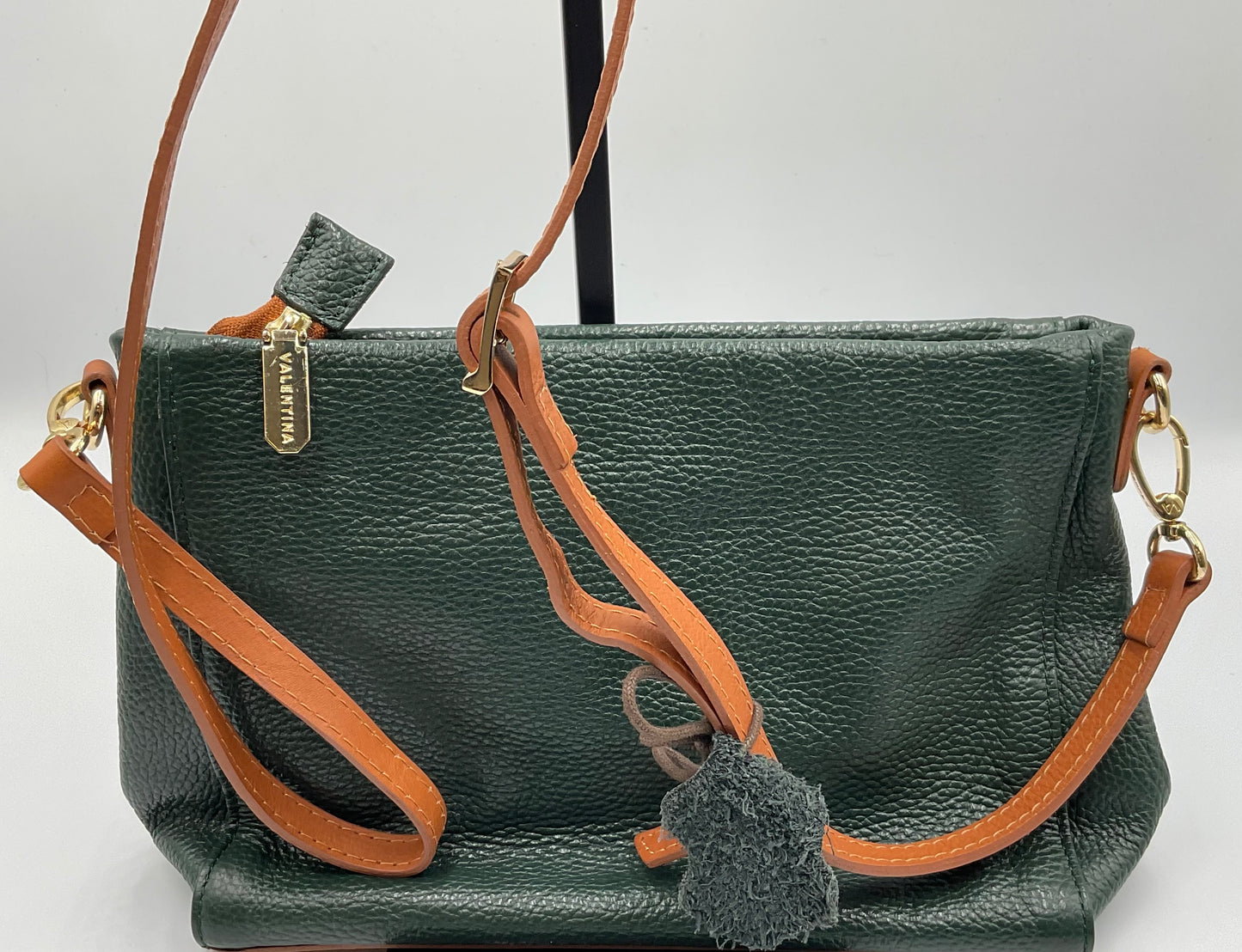 Valentina Italia Genuine Pebbled Leather Dark Forrest Green