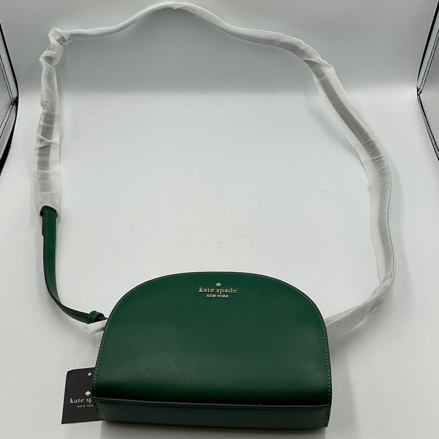 Kate Spade New York Forest Green Cross Grain Designed Leather Cross Body Bag