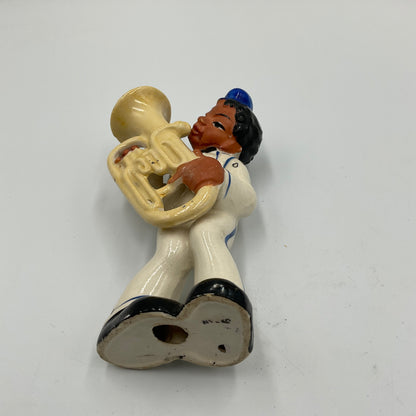 Vintage Hand Painted Ceramic Band Musican Figurine